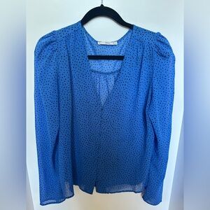 Mango Blue Polka Dot Blouse
